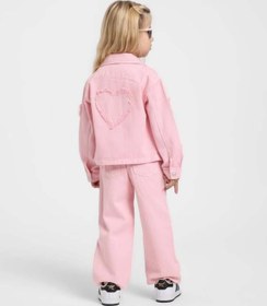 Resim Escabel Kız Bebek Kalp İşlemeli Dokuma Pantolon 1-5 Yaş Pembe 