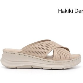 Resim Gönderi(R) Gönderi R Kadın Bej Dolgu Taban Hakiki Deri Terlik Dyza65145870 Bej 