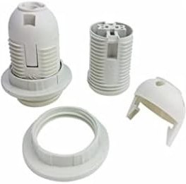 Resim E14 Beyaz Dişli Duy - Avize Duy, Abajur Duy,Masa Lambası Duy 