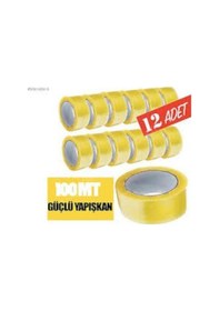 Resim 12 Adet 45mm X 100mt Şeffaf Koli Bandı Süper Kalite Koli Bantı 
