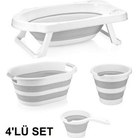 Resim Küvet Çamaşır Sepeti Kova Maşrapa Katlanabilir 4&#x27;Lü Bebek Seti 