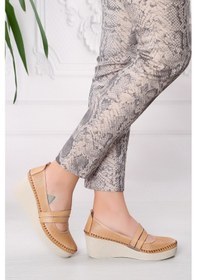 Resim Artı-Artı014-14153-5 Hakiki Deri Ortopedik Kadın Bej Ayakkabı 