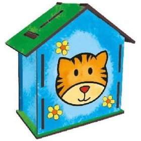 Resim Vıp Kalite Maket Ahşap Kalemlik Ahşap Kumbara Seti 6 Akrilik Boya Seti Ahşap Arabalı Kalemlik 