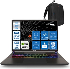 Resim MSI Vector 16 Hx Aı Ultra 7 255HX Aı 32 GB DDR5 1 TB SSD 12 GB/RTX5070TI/140W FreeDOS 16" Fhd+ 091XTRF10+Zetta Usb Bellek 