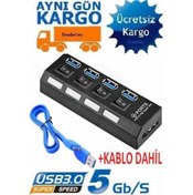 Resim 4 Port Usb 3.0 Çoklayıcı Hub Anahtarlı Işıklı On Off 4579P 