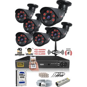 Resim IDS 6 Kameralı 5 Mp Sony Lensli 1080P Full HD Güvenlik Kamerası Sistemi - Cepten Izle - 500DIŞ 