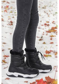 Resim Kiko Kids Alison Bağcıklı Erkek Çocuk Kar Botu Siyah Siyah 