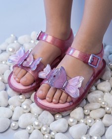 Resim Mini Melissa Fly Sandal III Kelebek Aplikeli Simli Pembe Kız Bebek & Çocuk Sandaleti | 22-30 Numara | Melflex® Vegan | İkonik Kokulu - 2 
