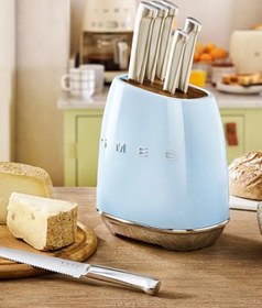 Resim Smeg 50's Style Mavi Retro 6'lı Blok Bıçak Seti 