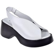 Resim Pullman Hakiki Deri Kalın Taban Kadın Sandalet Sk-42624 Beyaz-beyaz Beyaz 