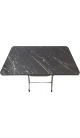 Resim Tubix Siyah Mermer Desenli Katlanır Balkon Masası - 70X109 cm 