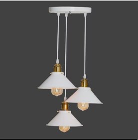 Resim Mylights Retro Mat Beyaz Ve Eskitme Üçlü Metal Sarkıt Avize 40 C 