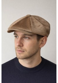 Resim Aida Jewelss Kışlık Kadife Ingiliz Kasket Peaky Blinders Model Erkek Kasket Dökümlü Kadife Kasket Bej 