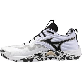 Resim Mizuno Wave Momentum Elite MID Unisex Voleybol Ayakkabısı Beyaz / Desenli 