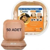 Resim Pişirme Kağıdı 50 Adet Hava Fritözü Kare Model Pişirme Kağıdı Air Fryer Yağsız Firitöz 