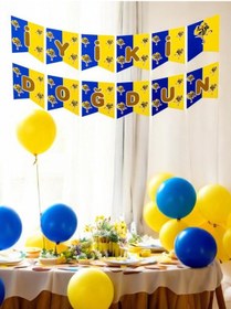 Resim Taraftar Sarı Lacivert 20 Balon + Banner 