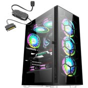 Resim SNT ZEN 211-YG C6 Mid Tower Atx Gaming 4 x Argb Fanlar ve Kontroller Dahil Masaüstü Bilgisayar Kasası (POWER YOK) 