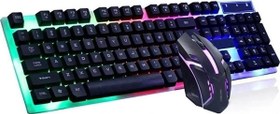 Resim Set Kablolu Led Işıklı Oyuncu Klavye & Mouse Seti 