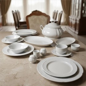 Resim Güral Porselen Bone Safir 12 Kişilik Yemek Takımı 82 Parça 