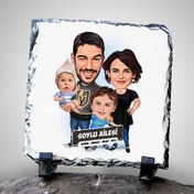 Resim 2 Çocuklu Mükemmel Aile Karikatürlü Taş Dekor 