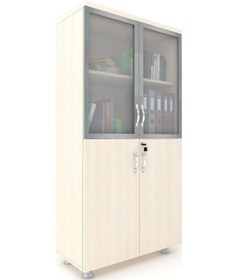 Resim Modüler Dünyası 2 Cam Kapaklı Kilitli Dosya Dolabı Akça 80X38X153 Akçaağaç 