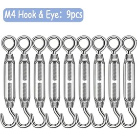Resim Willowhaven 9 Parça M4 Halat Gergi Seti Kanca Göz Bağlantılı 304 Paslanmaz Çelik Diğer 