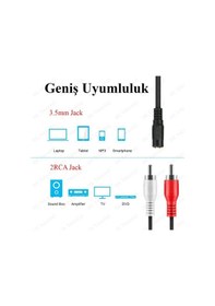 Resim 3.5Mm Dişi 2 Rca Erkek Stereo Ses Kablosu 1.5 Metre 