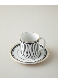 Resim English Home White Angles Bone Porselen 4 Parça 2 Kişilik Çay Fincanı Takımı 180 Ml Siyah-beyaz-gold Siyah-beyaz-gold 