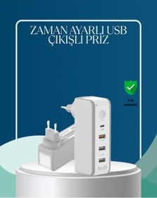 Resim Ilkeshop 30w Type C Şarj Cihazı Zamanlayıcılı Çok Portlu Tasarım 