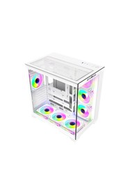 Resim Strong Dragon 7x 120 mm Fanlı ARGB Kumandalı ATX Akvaryum Beyaz Gaming Bilgisayar Kasası (Powersız) 