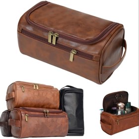 Resim Erkekler için büyük kapasiteli tuvalet çantası, geniş seyahat ve depolama çantası, katlanabilir Dopp Kit ile çiziklere dayanıklı tıraş seti, iş seyahatleri ve açık hava kullanımı için taşınabilir çanta, eşler için mükemmel Noel veya düğün hediyesi. Babalar Günü için hediye 