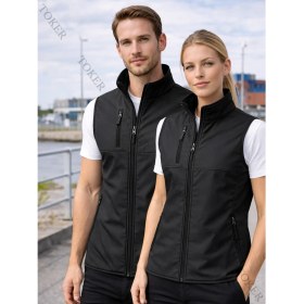 Resim Toker Tekstil Softshell Yelek Su Geçirmez Kolsuz Siyah Günlük Kullanım İçin Basic Model 