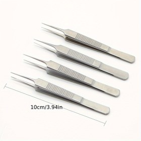 Resim Paslanmaz Çelik Oftalmik Mikro Cımbız, Dişli Kozmetik ve Plastik Cerrahi İçin Çift Göz Kapağı Dikiş Temizleme Aleti 