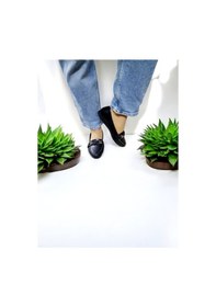 Resim Kadın Pırıltılı Zincirli Kaydırmaz Taban Günlük Ev Ve Dışarı Babeti Krem 