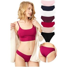Resim Cottonhill Basic İz Yapmayan Lazer Kesim Kadın Bikini Külot 7'li Paket - 2 çok Renkli Çok Renkli 