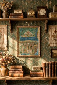 Resim epiqart İstanbul Haritası - Vintage Desenli Çerçeve 