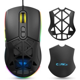 Resim Claw's Nexus X1 12800 Dpi Wide RGB Özel ABS Doku, Claw's Reflex Örgü Kablolu & Değiştirilebilir Kapaklı Gaming Mouse - Siyah 
