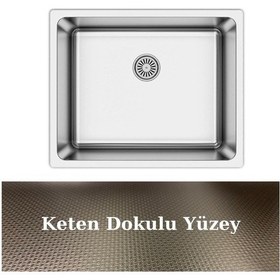 Resim Asil As 359 40.50 Radus Tezgah Altı Keten Doku 304 Paslanmaz Çelik Eviye Inox 