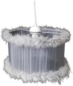 Resim TEKAY AYDINLATMA Beyaz kırmızı pembe siyah Kız Erkek Çocuk Odası Tüylü Avize Yatak Odası Avizesi Çap 30 Cm GRİ 30 x 60 