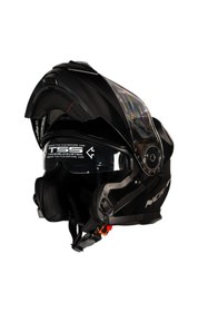 Resim NCR Stars Çene Açılır Kask Siyah Vizörlü Parlak Siyah 