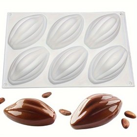 Resim 1 Adet 6 Gözlü Kakao Kabuğu Silikon Kalıp - Çikolata, Mousse, Dondurma için Gıda Sınıfı Pişirme Kalıbı - Yeniden Kullanılabilir Yapışmaz Tatlı Kalıbı, Gerçekçi 6 Kakao Meyve Şekli, DIY Pişirme Araçları & Mutfak Aksesuarları, Gıda Dereceli Malzeme 