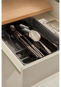 Resim Flora Çift Katlı Çekmece İçi Kaşıklık, Ayrılabilir Çatal Bıçak Kaşık Organizeri Krem 