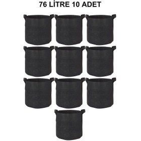 Resim Grow Wizard Kumaş Saksı Pot 76 Litre 10 Adet Siyah 