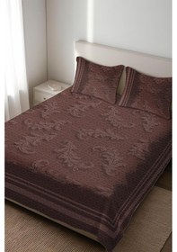 Resim Parlak Kadife Kumaş Kapitoneli Çift Kişilik Yatak Örtüsü Seti 3 Parça Cky0063 Renkli 