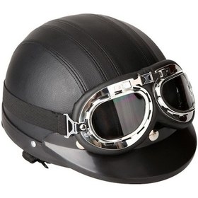 Resim Motorcycle Scooter Open Face Half Leather Helmet With Visor Uv Jpce0p Beyaz - Siyah - Kırmızı 