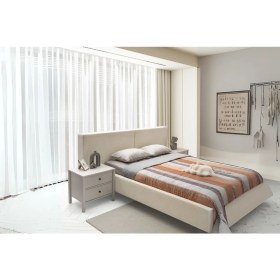 Resim Folt Beige Bazalı Karyola 