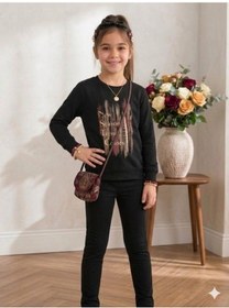 Resim Kız Çocuk Siyah Sweatshirt 