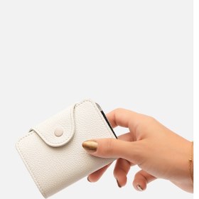 Resim Mafi Unisex Kartell Hakiki Deri Kompakt Akordeon Kartlık Beyaz 