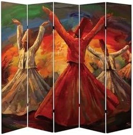 Resim Semazen Temalı Özel Tasarım Paravan Room Divider Oda Bölücü PRVN-1307-1, 220 x 180 
