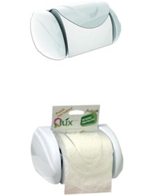 Resim Qlüx L-377 Aqua Wc Kağıtlık Beyaz Kapaklı Tuvalet Kağıtlığı Şeffaf Yapışkanlı Tuvalet Kağıtlığı Aparatı 